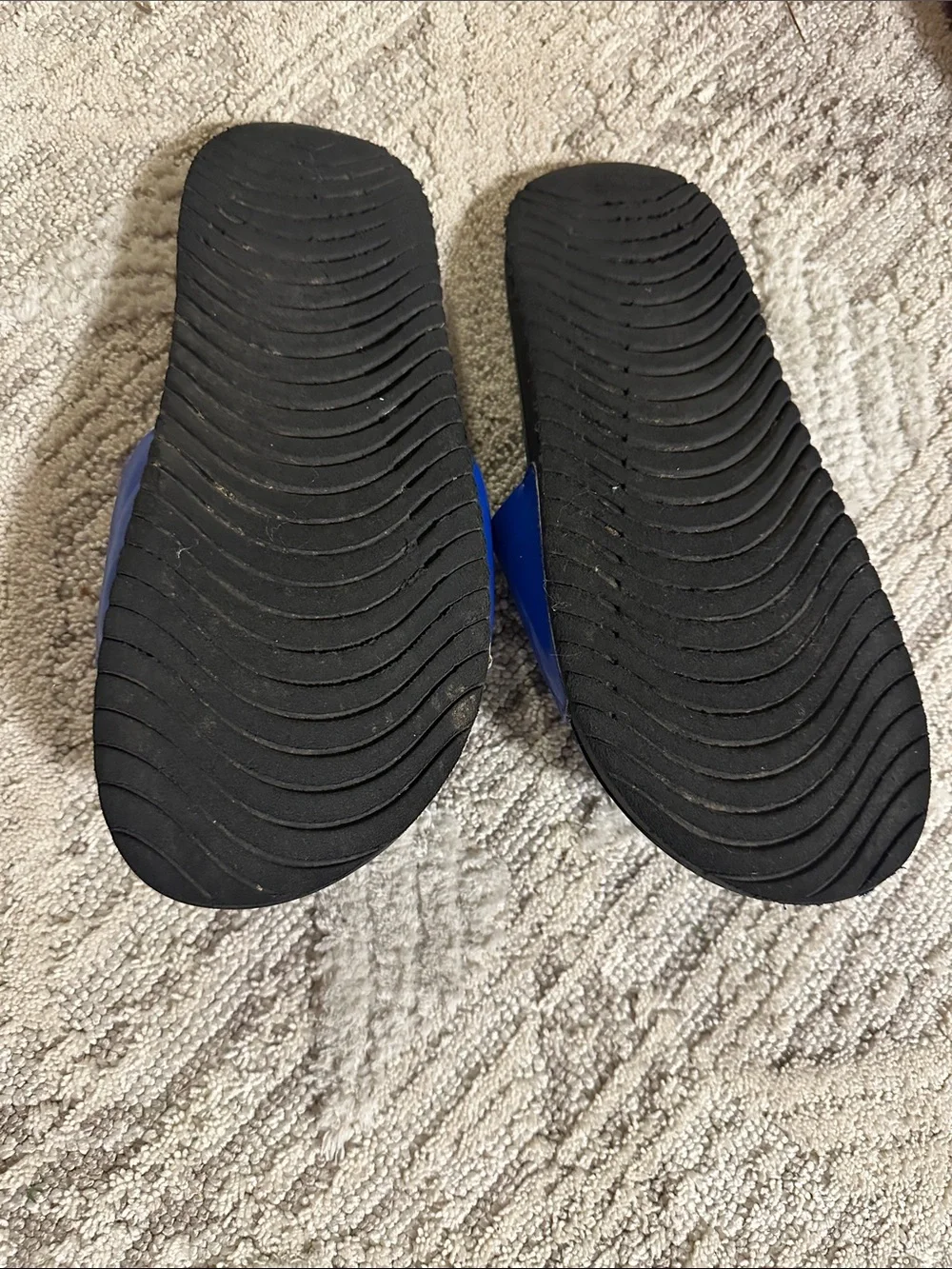 Nike Kids Royal Blue Slide Sandals with White Logo